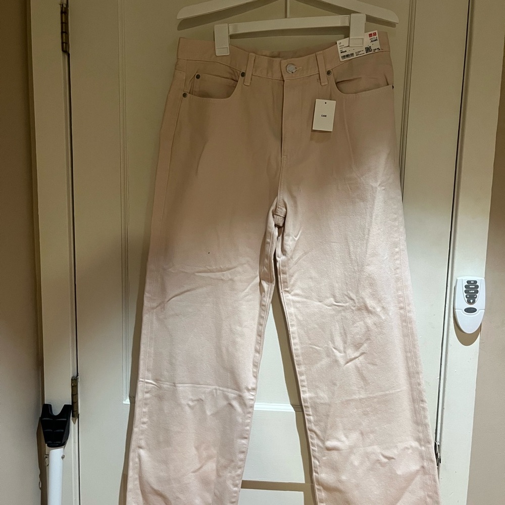 NWT Uniqlo pink cream Wide Leg Pants